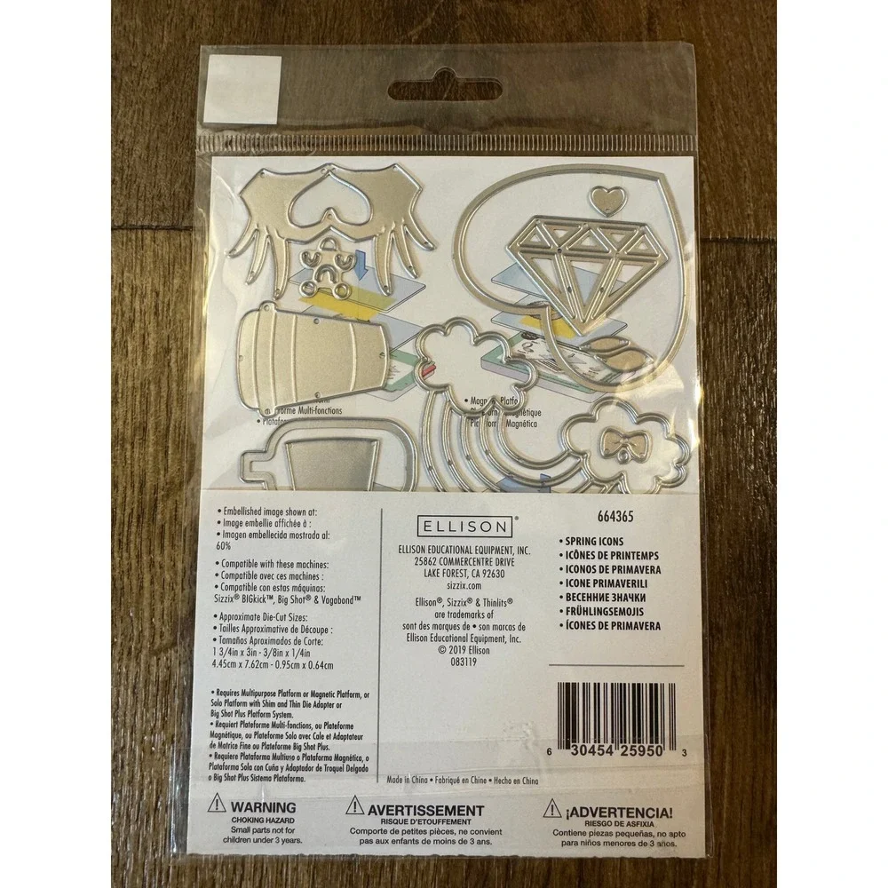 Sizzix Thinlits Spring Icons Die Set 664365 23 Piece Emoji Rainbow Coffee